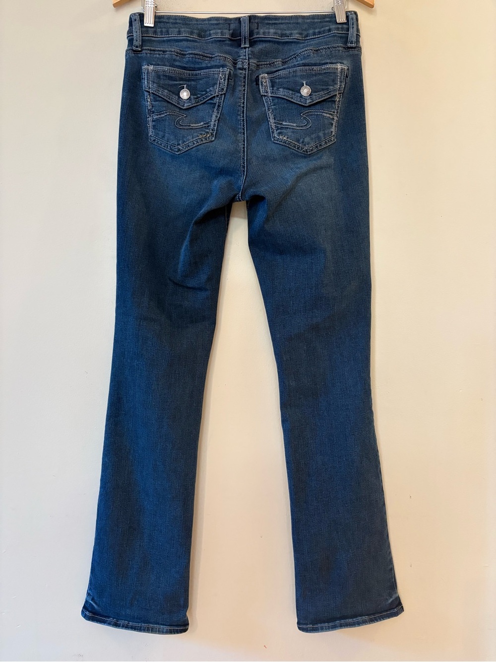Silver Jeans Suki Mid Rise Slim Bootcut Flap Pocket Y2K Jeans, Sz 27.